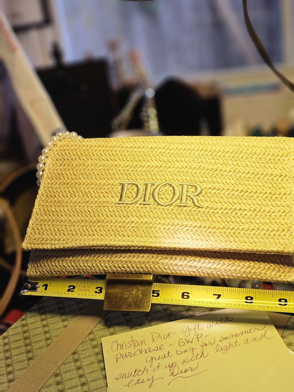 Dior Straw Pearl PurseTrim Shoulder Bag in Beige - Picture 14 of 15